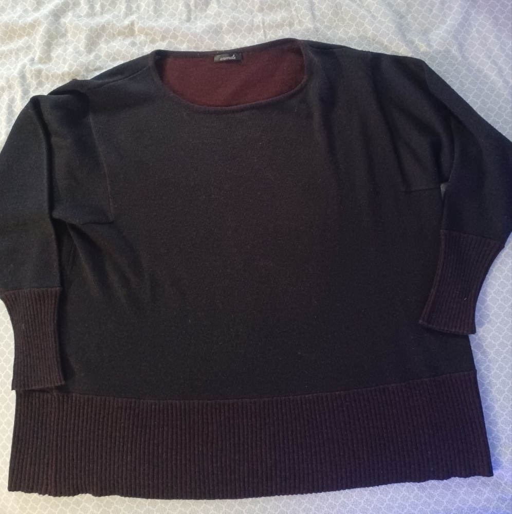 Animale Long Sleeve Sweater Women's Small Wool Blend Dark Burgundy Knit Plus 2X